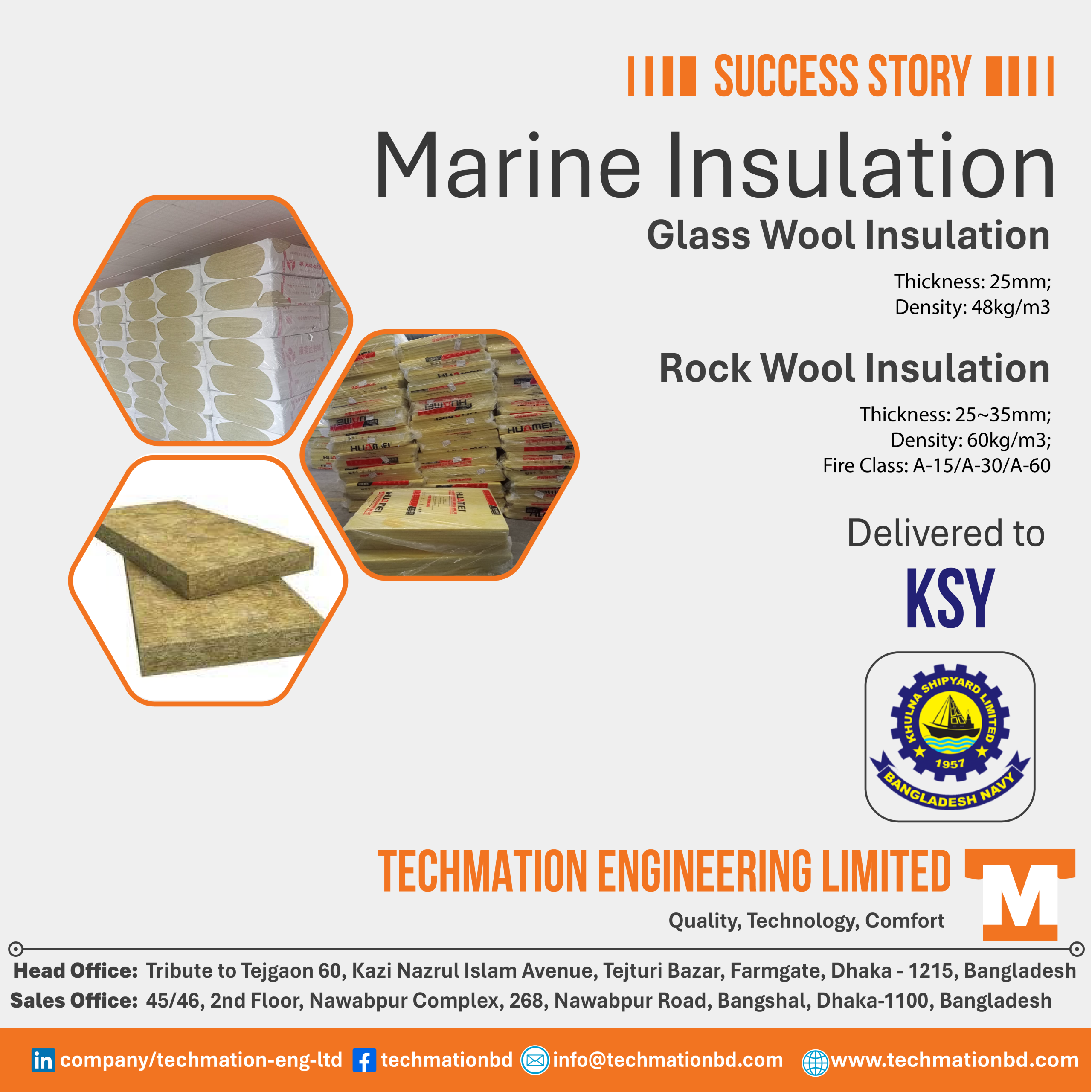 Glass Wool and Rock Wool Insulation Supply for marine ships