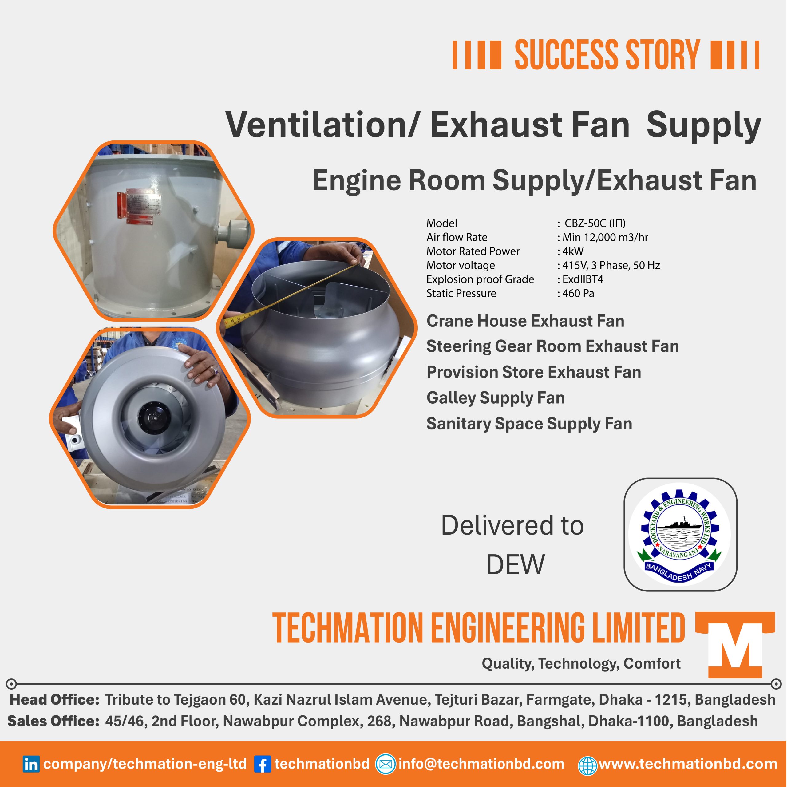 Exaust Fan-01 Specialized Marine Equipment Supply for Dockyard and Engineering Works Ltd DEW