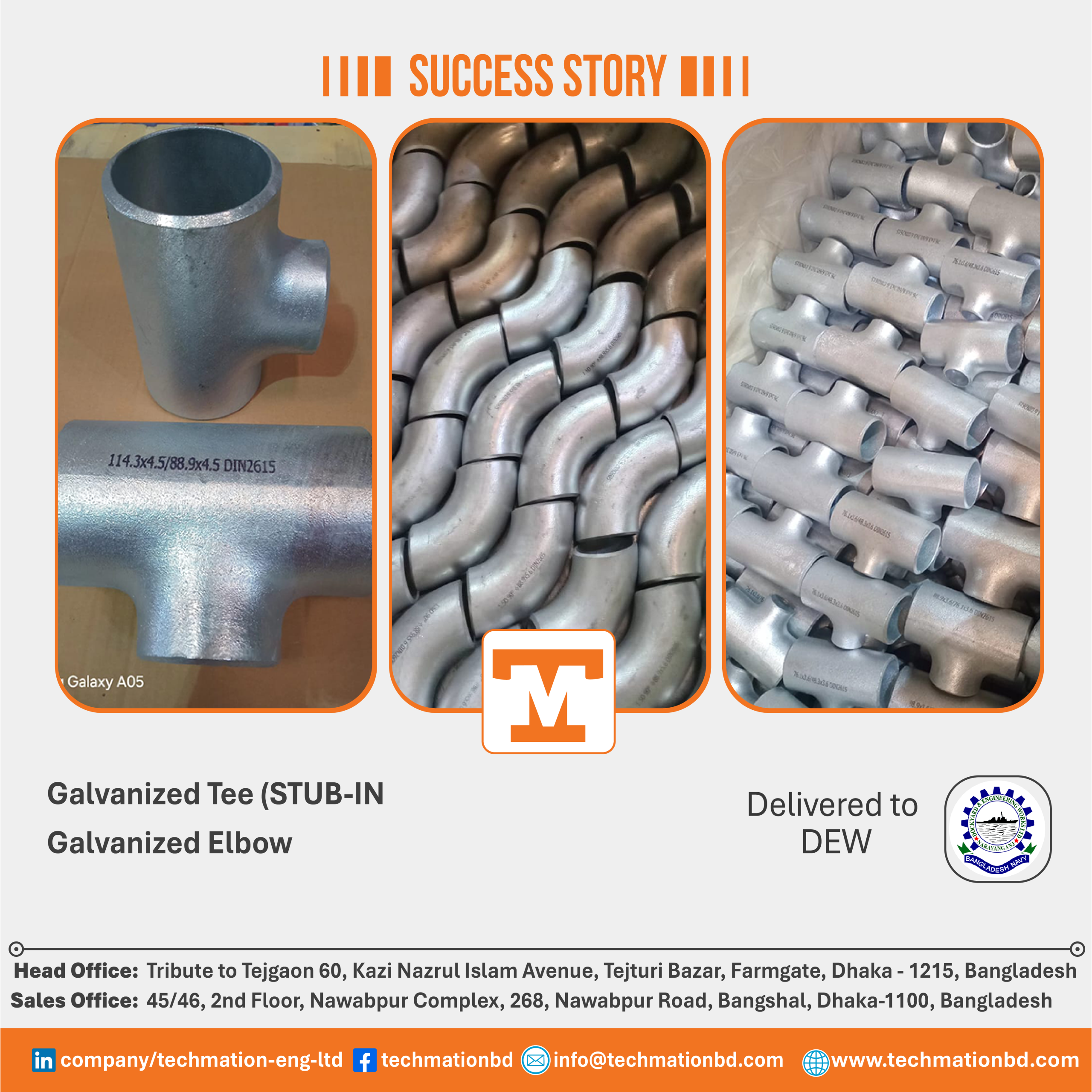 Various Pipes Fittings (Galvanized)-02 Galvanized Fittings Supply for Marine including Elbows and Tees at DEW