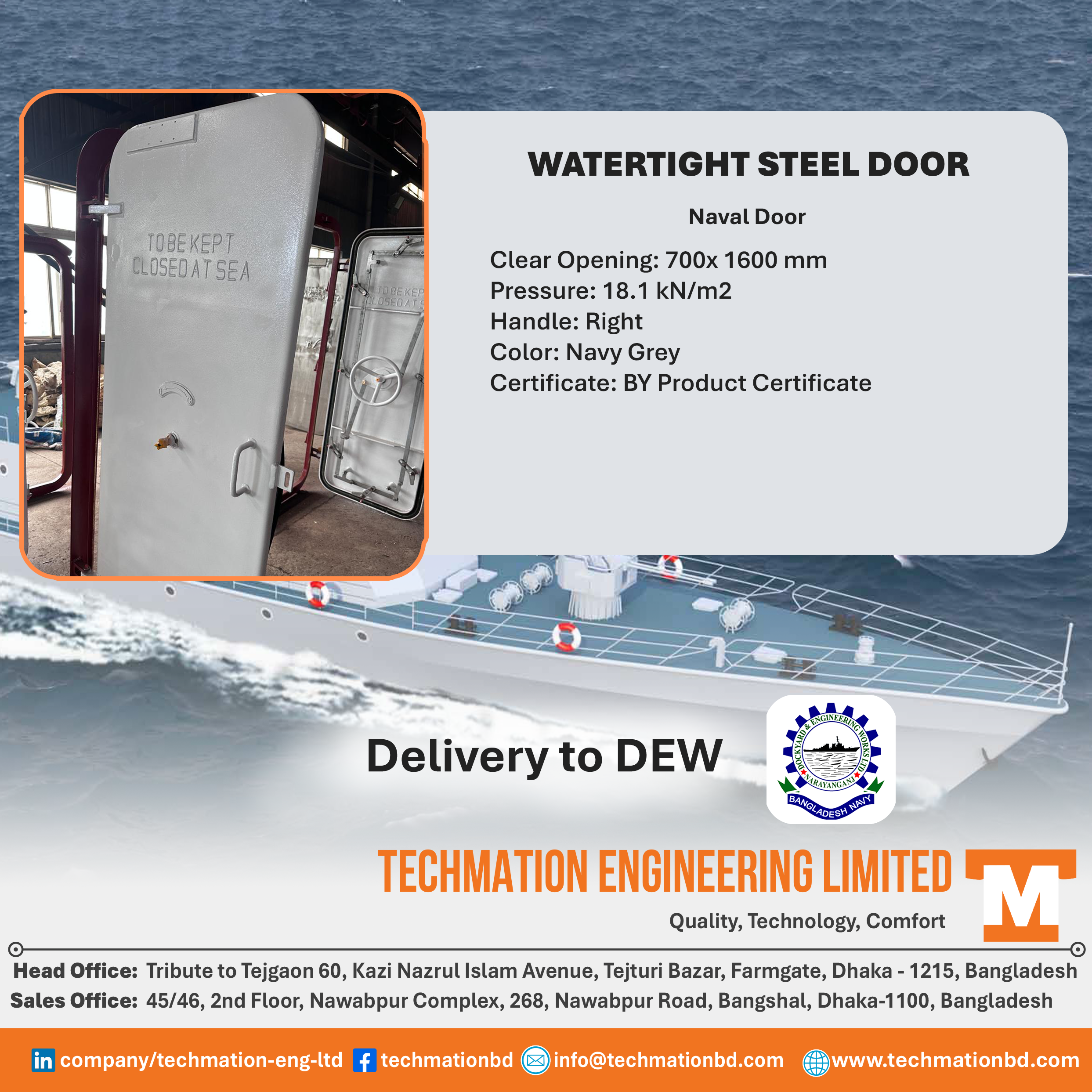 A60 Fire Rated Door Maritime Engineering Solutions in Bangladesh
