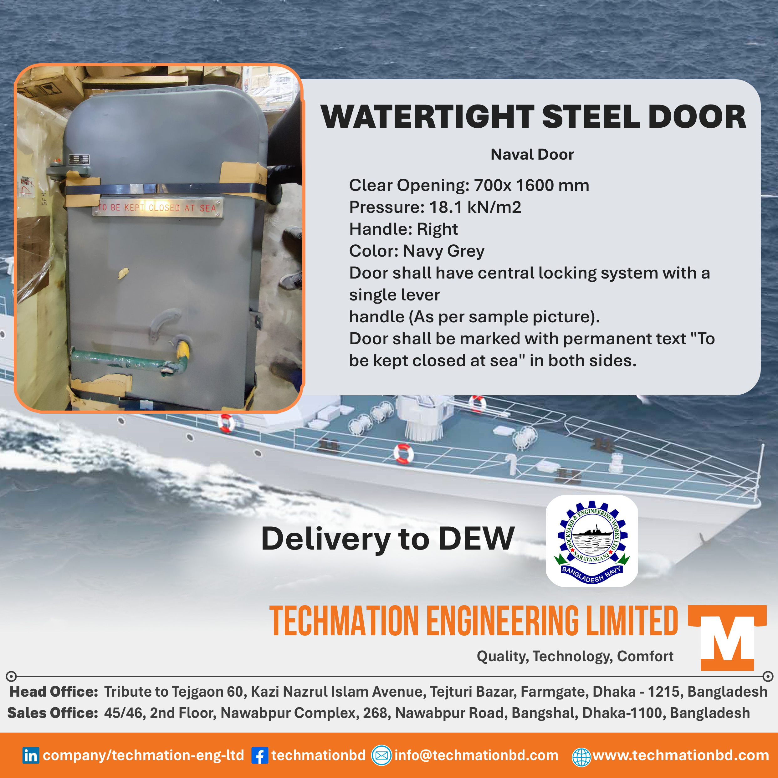 Maritime Engineering Solutions in Bangladesh Watertight Door