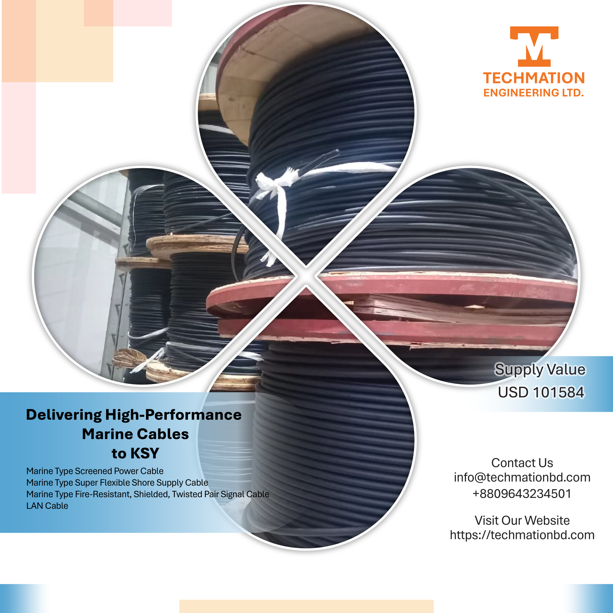Marine Type Fire-Resistant, Shielded, Twisted Pair Signal Cable Marine Engineering Solutions and Cable Supply Bangladesh